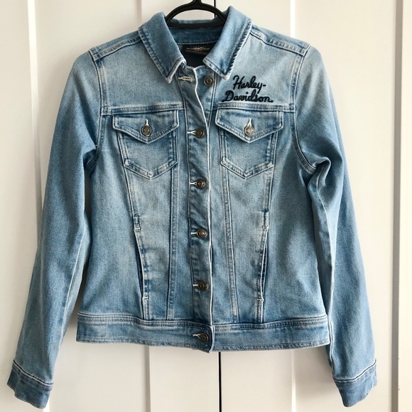 Harley-Davidson, Womens, Winged‎ Logo, Denim Jean Jacket, XS, Good Condition - Picture 2 of 15